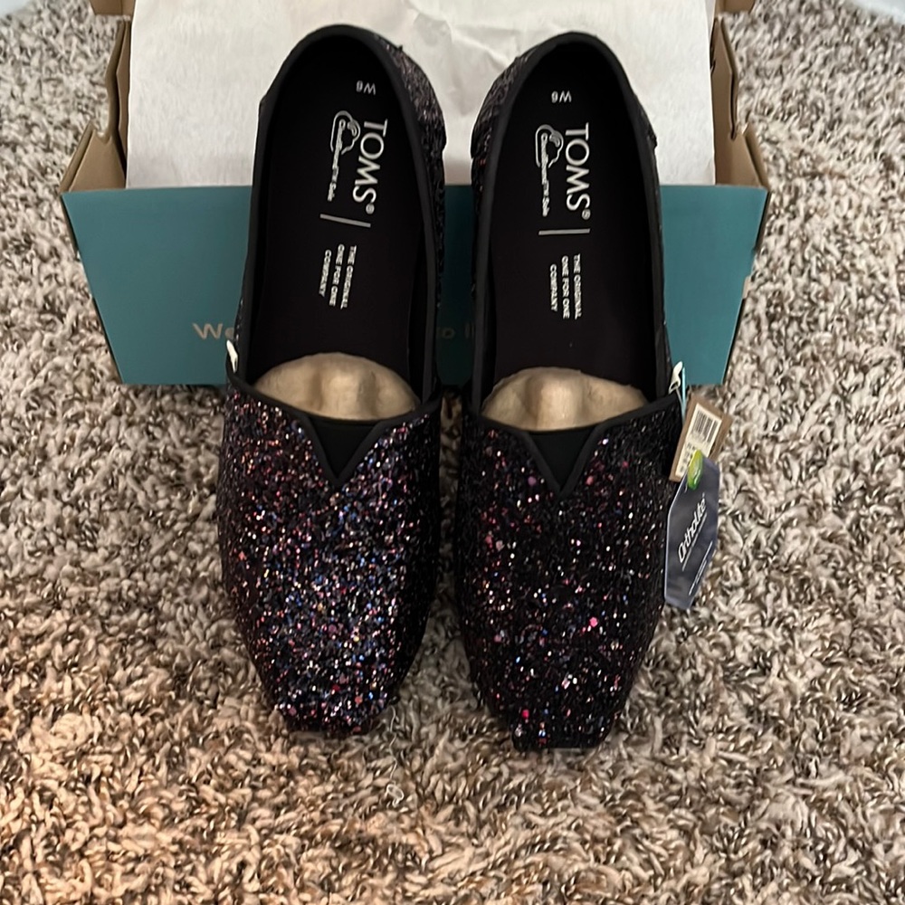 TOMS Black Glitter Alpargata